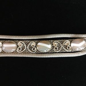 Waterline Agate Silvertone Mesh Vintage Bracelet image 10