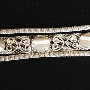 Waterline Agate Silvertone Mesh Vintage Bracelet image 5