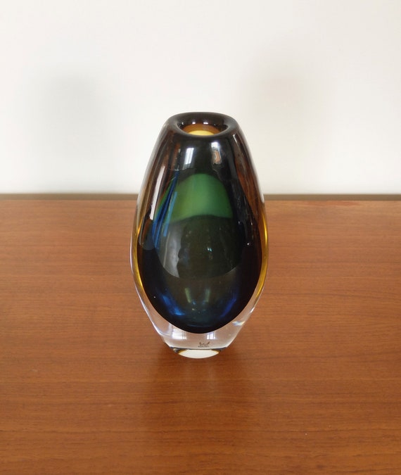 Swedish Sommerso Art Glass Vase by Vicke LINDSTRAND for Kosta Boda - 50s