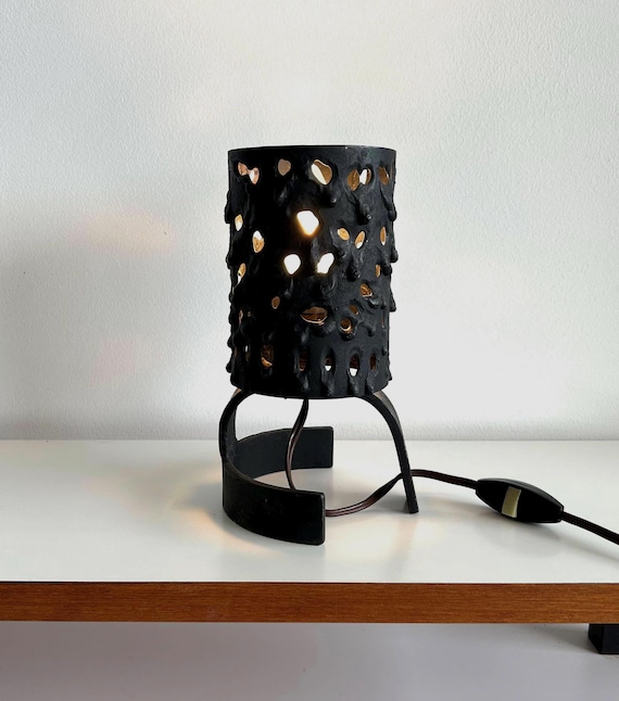 60s Wrought Iron Lamp - Jean TOURET - Atelier de Marolles -