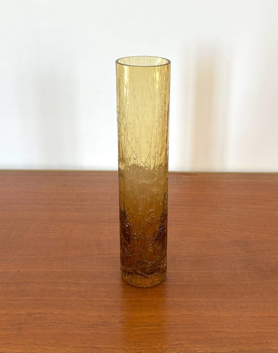 BLENKO amber crackle glass vase 1960s