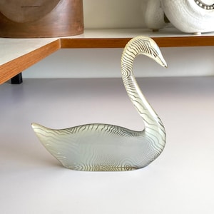 Large 7&quot; Op Art lucite Swan by Abraham PALATNIK - Made in Brazil