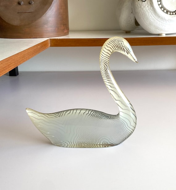 Large 7" Op Art lucite Swan by Abraham PALATNIK  - Made in Brazil