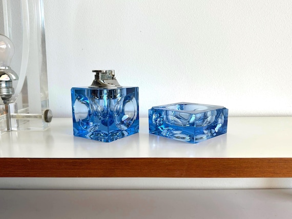70s Murano Ice cube Table Lighter and ashtray by Antonio IMPERATORE