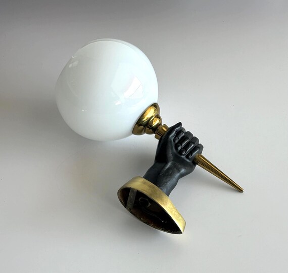 Mid-Century Gold brass and Blackened Sconce by John DEVOLUY