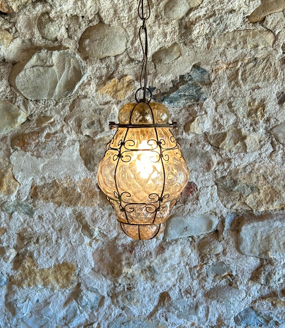 Vintage Murano glass pendant light by SEGUSO