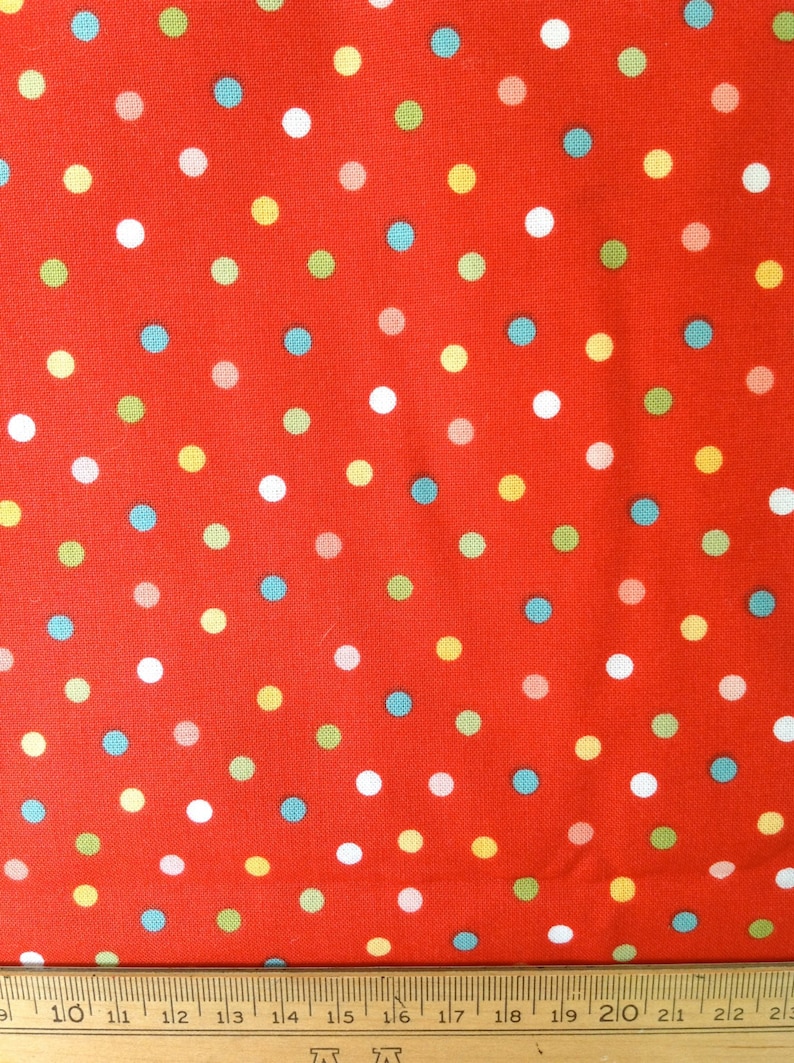 Dot fabric ooh La La fabric Fabric by the yard OOP for Henry Glass Orangey Red fabric by Dana Brooks of Lazy Daisy Cottage