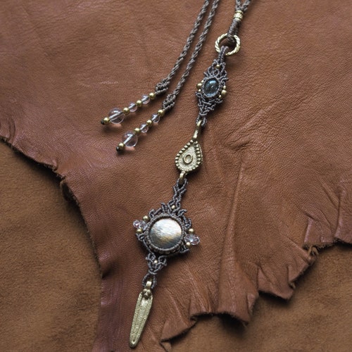 Macrame Necklace | Black shops Tourmaline in Quartz and Sunstone