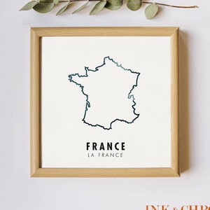 Umriss Frankreich Karte, Frankreich Druck, Frankreich Umriss, französische Karte Poster, 8x10 Druck, 5x7 Druck, Badezimmer Kunst, Bürodekor, Reise Karte