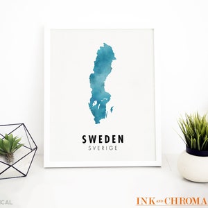 Schweden Print, Country Outline Reiseposter, schwedische Karte, Svenska Illustration, quadratisch 8x10 / 8x8 quadratisch, Europa & Skandinavien, Urlaubskunst