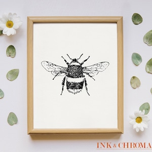 Big Chunky Black Bumblebee Print - Horizontal or Vertical Bee available in 8x8, 8x10, 5x7 or Square sizes - Office and Home Decor