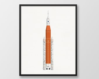 SLS Rocket Print: Artemis Program, NASA Space Art
