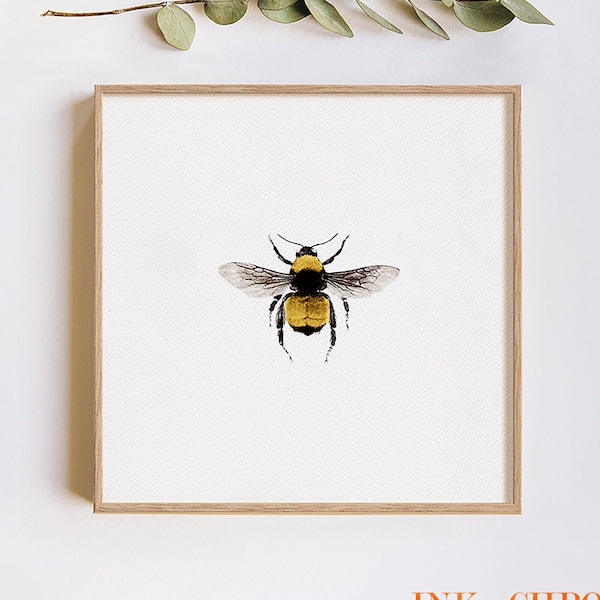 Bee Print, Bumblebee Print, Bee Wall Art, Bumblebee, Bee, Square Print, 8x8 Print, 8x10 Print, Birthday Gift, Bee Art, Office Wall Art