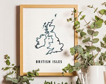 British Isles, British Map Print, UK & Ireland Map, Travel Art, 8x10 Print, 5x7 Print, Travel memory, Wall Art, Office Art, Britain, Map Art