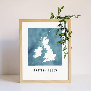British Isles Map Print: UK & Ireland Watercolor Illustration