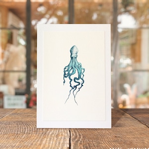 Carte pieuvre, pieuvre bleue, carte de voeux, carte animal marin, carte A6, carte océan, carte d'anniversaire, carte simple/paquet de cartes, paquet de cartes