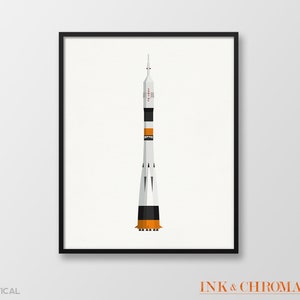 Soyuz Rocket Print: Space Illustration, Science Gift (8x10 / 8x8 / 5x7)