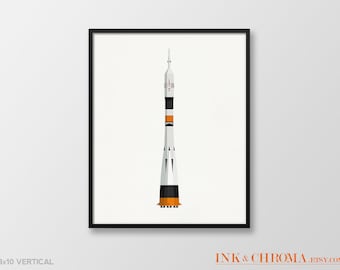 Soyuz Rocket Print: Space Illustration, Science Gift (8x10 / 8x8 / 5x7)