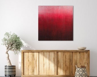 Original Acrylic Painting on Canvas "Light and Shadow in red", Abstract painting, Wall Art Painting on canvas, Ready to hang, Free shipping