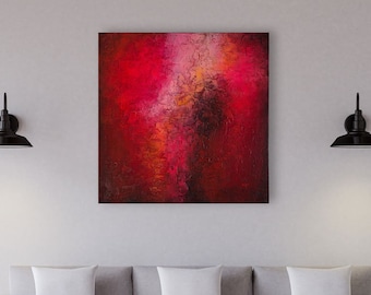 Original Acrylic Painting on Canvas "Power", Red Abstract painting, Wall Art Acrylic Painting on canvas, Ready to hang, Free shipping