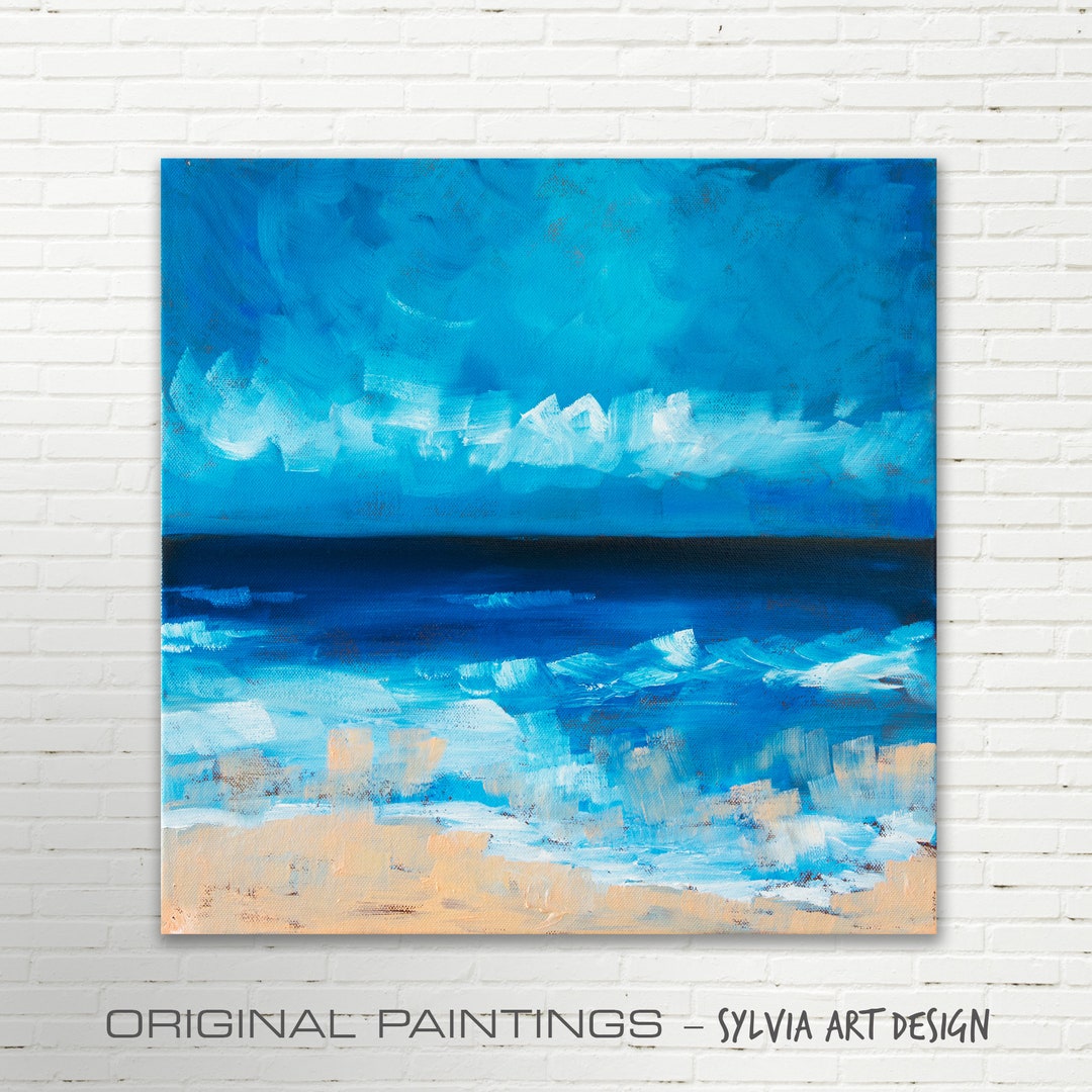 Sea, Original Oil Painting on Canvas, Unique Landscape Painting, Ready to Hang, Free Shipping