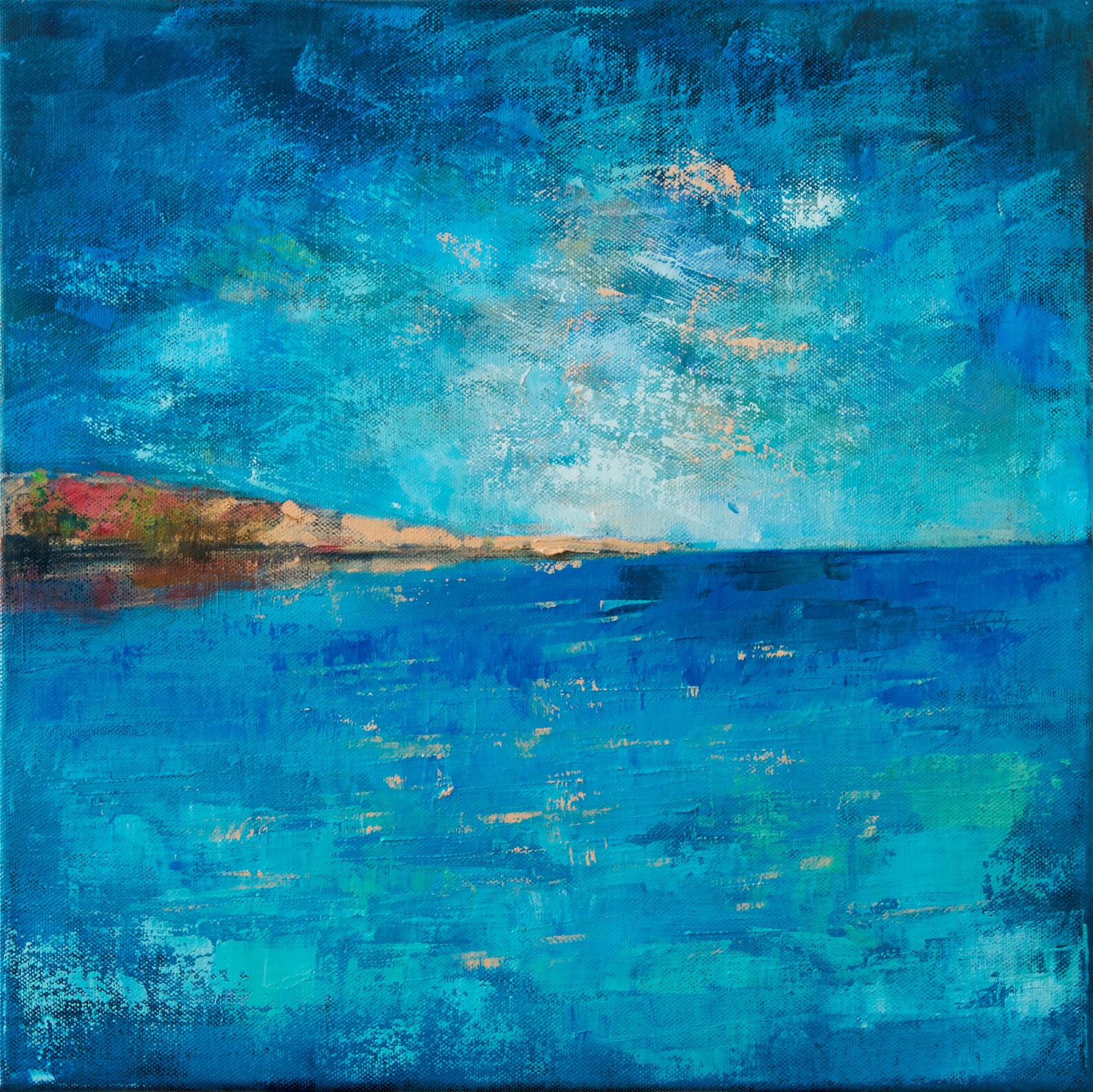 Original Oil Painting Wall Art on Canvas Painting Beach, Oil Painting