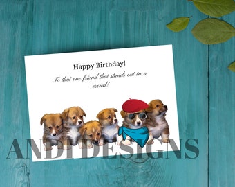 Happy Birthday puppy printable card to diy and print