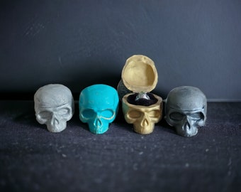 Skull engagement ring box for proposing or wedding  keepsakes, specialized or custom options.  ring not included, velvet interior