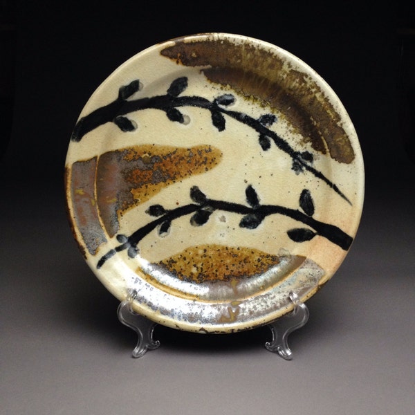 Woodfired Plate with Floral Pattern