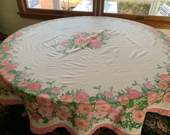 Tablecloth, Vintage Pink and Peach