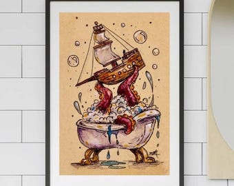 Bath Time! Original Art Print