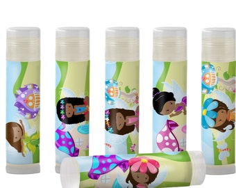Fairy Lip Balm Party Favors, Personalized Birthday Set (Set of 6)