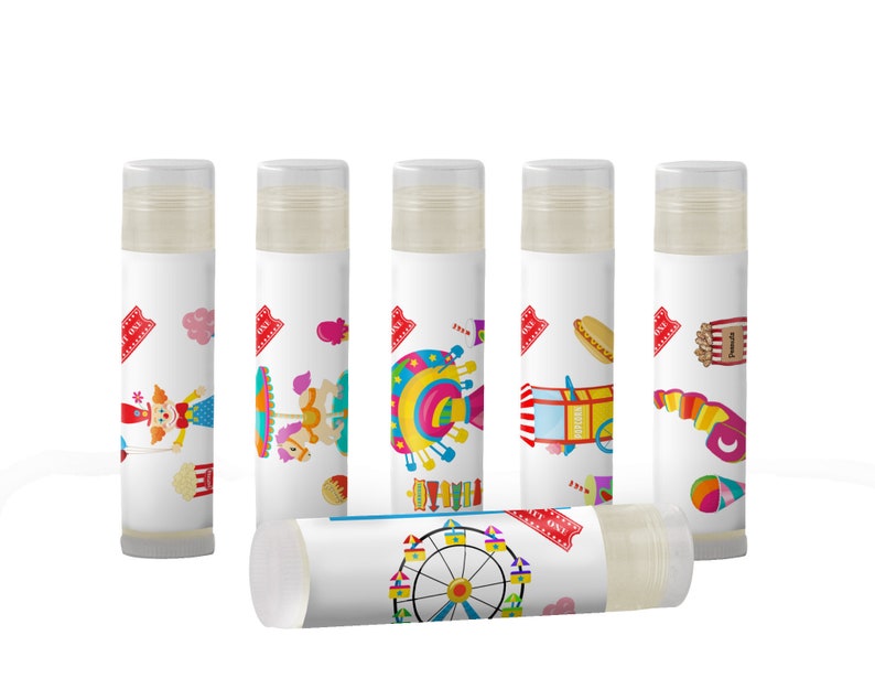 Carnival Lip Balm Party Favors, Amusement Park Birthday, Set of 6 image 1