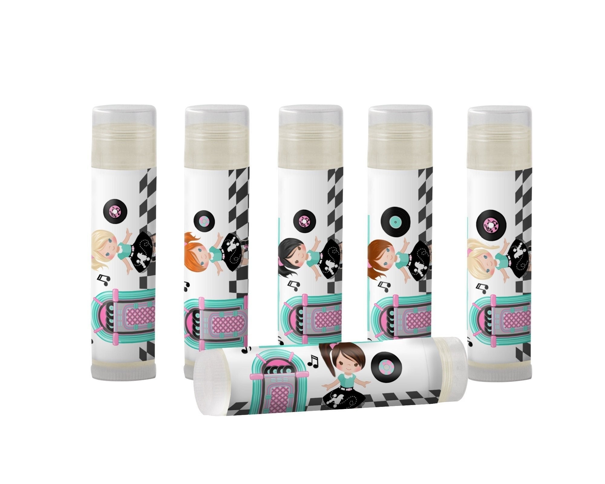 50s Sock Hop Lip Balm Party Favors, Personalized, Set of 6 - Etsy 50s Sock Hop Lip Balm Party Favors, Personalized, Set of 6 - Etsy