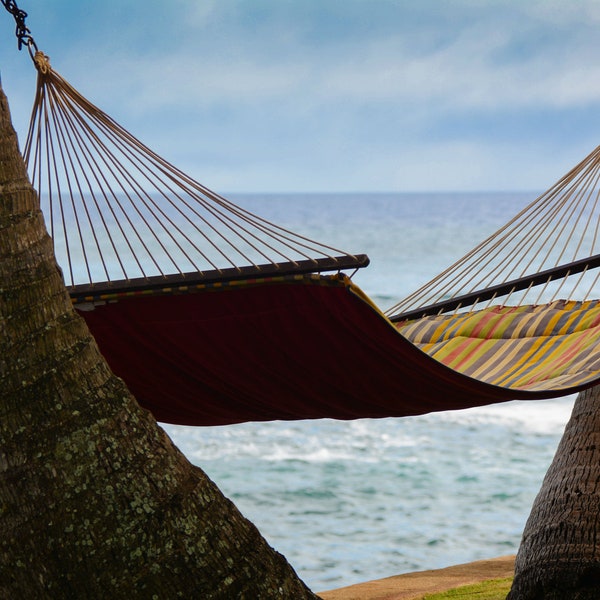 Hawaii art, original photography, relax seaside below swaying palm trees, digital download, instant download, Kauai, photo, wall art