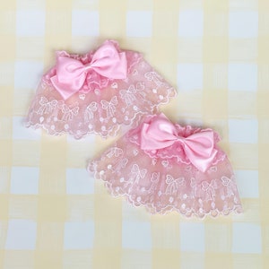 Puños de encaje estilo lolita dulce / Puños de cinta de hadas / Pulsera de puños de encaje rosa