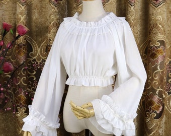 Chiffon Long Sleeves Cropped Top | Gothic Lolita Blouse | EGL
