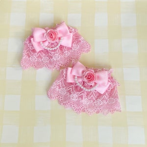 Sweet Lolita Lace Wrist Cuffs | Elegant Rose Wrist Cuffs | Gothic Lolita Accessories Bracelet