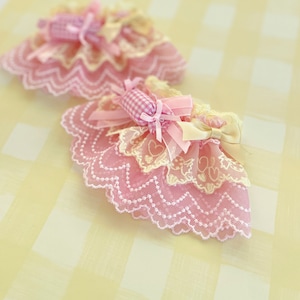 Polsini da polso in pizzo Sweet Lolita / Polsini da polso con fiocchi di nastro Sweet Candy / Polsini da polso in pizzo rosa / Accessori Gothic Lolita