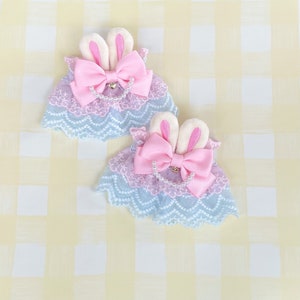 Sweet Lolita Lace Wrist Cuffs | Bunny Pearl Ribbon Bow Lace Wrist Cuffs | Pink Lace Wrist Cuffs ｜ Gothic Lolita Accessories Bracelet
