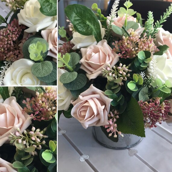 A Flower Arrangement of Dusky Pink Roses Etsy