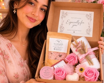 Relax & Restore Pamper Box, Self Care Gift Set for Her, Shower Steamer, Soap, Bath Salts and Flannel