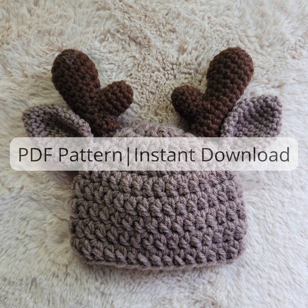 Crochet Moose Antler Hat| Easy Crochet Moose Hat for Babies| Digital PDF Download