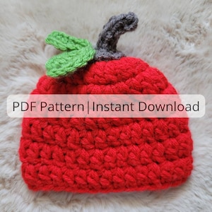 Easy Crochet Apple Hat Pattern| Beginner Crochet Apple Hat Pattern| Fall Apple Hat Pattern for Babies| Digital PDF Pattern