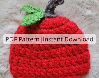 Eenvoudig gehaakt appelhoedpatroon| Gehaakt appelhoedpatroon voor beginners| Herfst Apple-hoedpatroon voor baby's| Digitaal PDF-patroon
