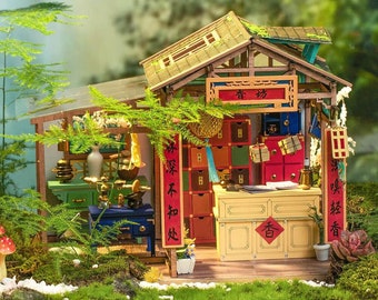 Incense House - Ancient China DIY Miniatures with LED Lights SN008 - Robotime Rolife 1:24 DIY Furnished Dollhouse Diorama Craft Kit