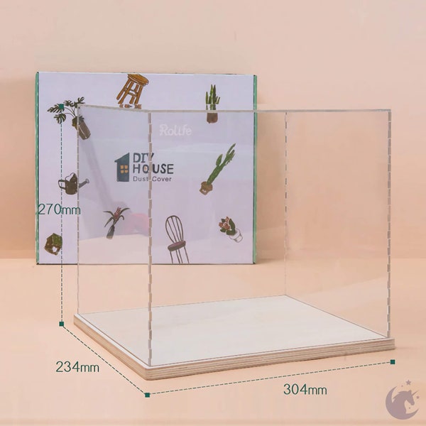 Vitrine pour Robotime/Rolife DIY Miniatures Dollhouse DF01M | Housse anti-poussière pour Cathy's Greenhouse/ Sam's Study/ Simon's Coffee