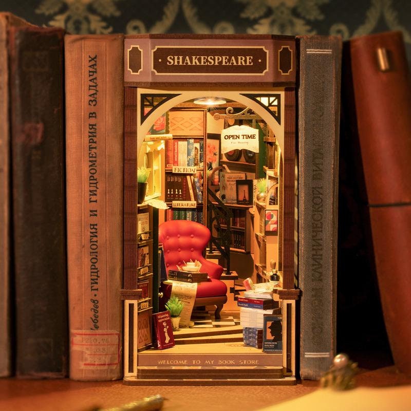 Maisons De Poupées En Bois Illuminées, Puzzle 3d, Bibliothèque Avec  Insertion Diorama, Bricolage Miniature, Serre-livres, Jouets Cadeaux -  Serre-livres - AliExpress