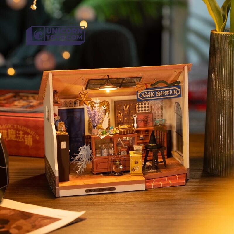 Robotime Diy Book Corner Kit avec insert d'étagère en bois 3D, puzzle en  bois miniature, kit de construction de coin de livre avec lumière LED pour  la décoration d'angle (