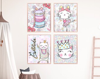 INSTANT DOWNLOAD - Cattitude Chic Cat Decorative Prints - Masha Studio Art